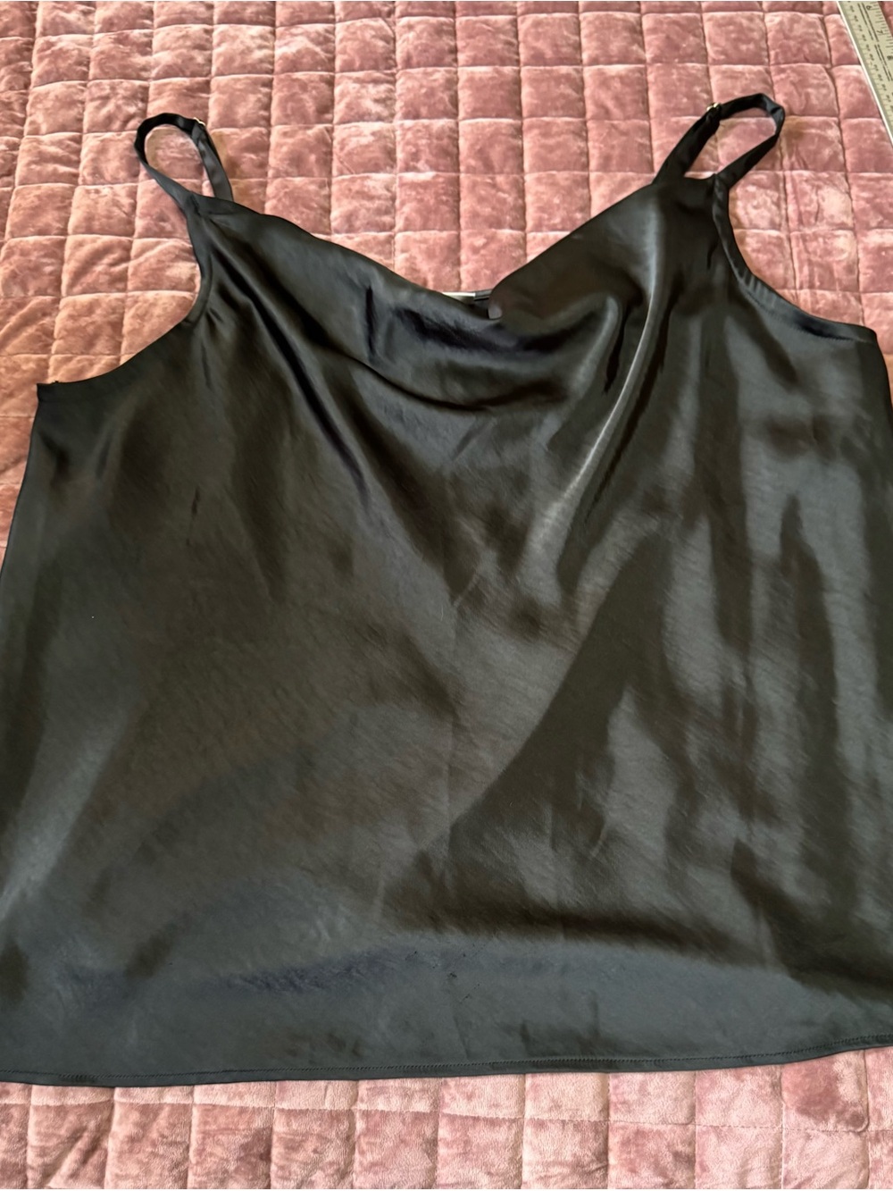 Ava & Viv Black Satin Cowl Neck Camisole Tank Top Plus Size 2X